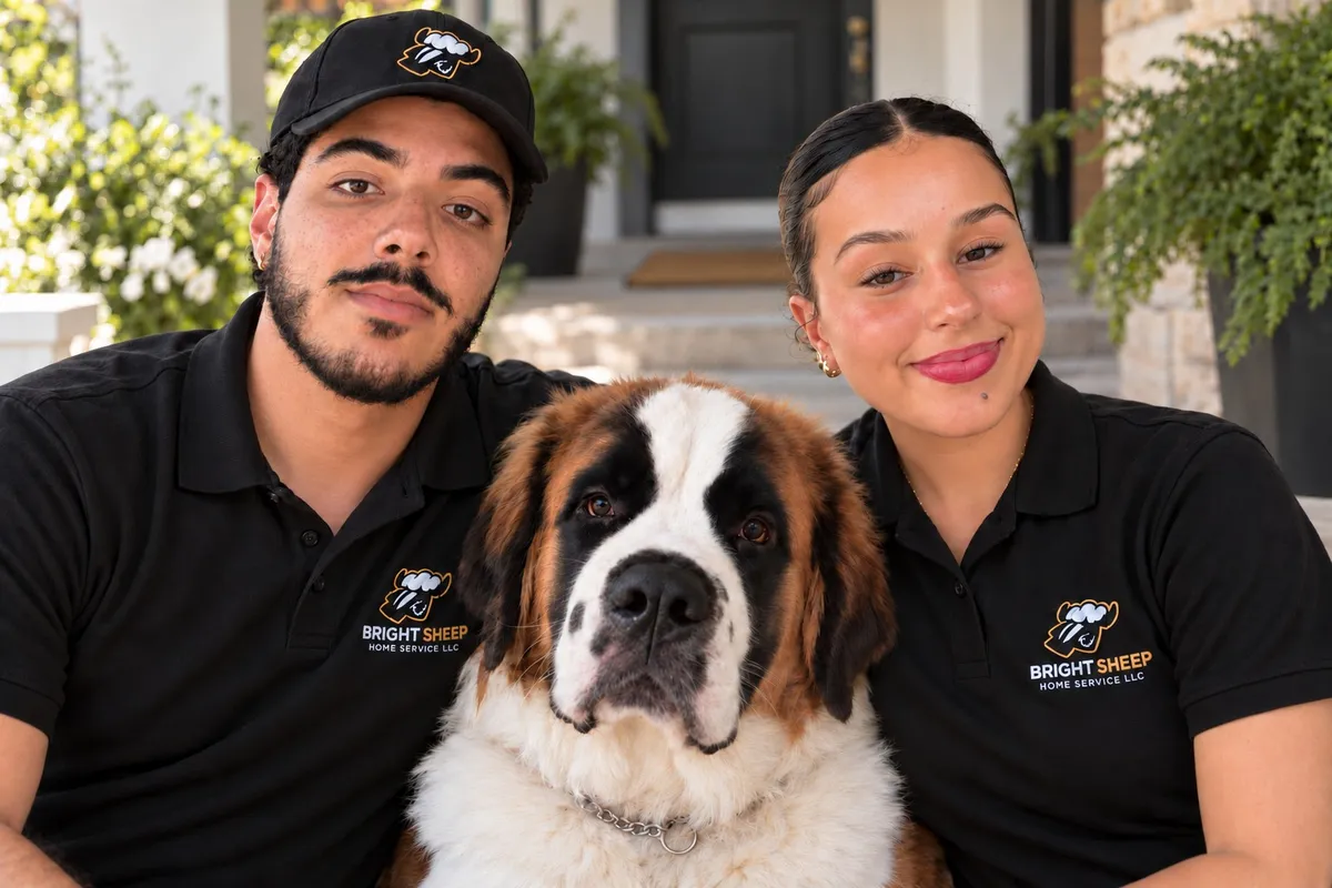 John and Nicole, owners of Bright Sheep, with their dog