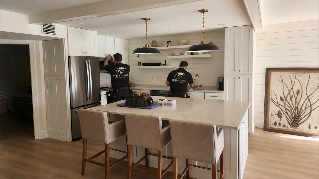 Bright Sheep crew finishing a kitchen remodel